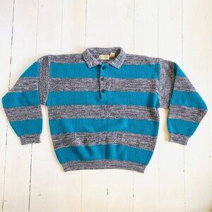 Vintage striped collared henley sweater
